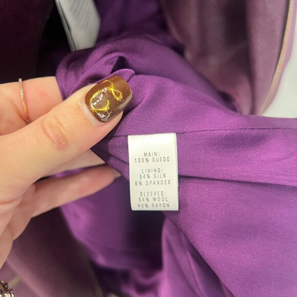 $2495 NWT St. John Burgundy Deep Magenta Fur Collar Jacket size 16 - Picture 8 of 11